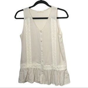 Haute Society Beige Sleeveless Button Up Shirt